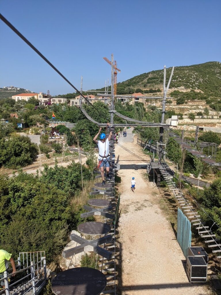 a person on a zip line