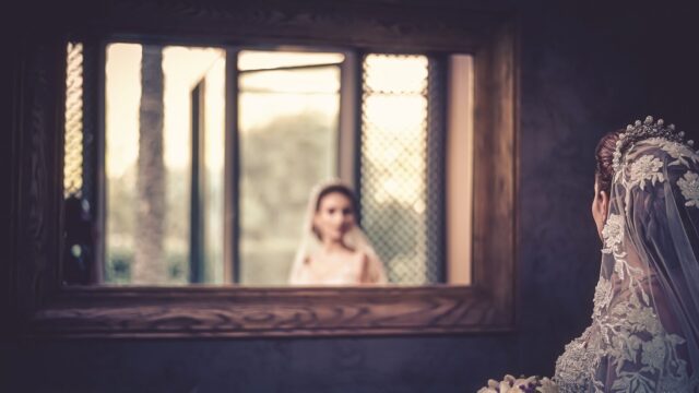 a woman in a wedding dress