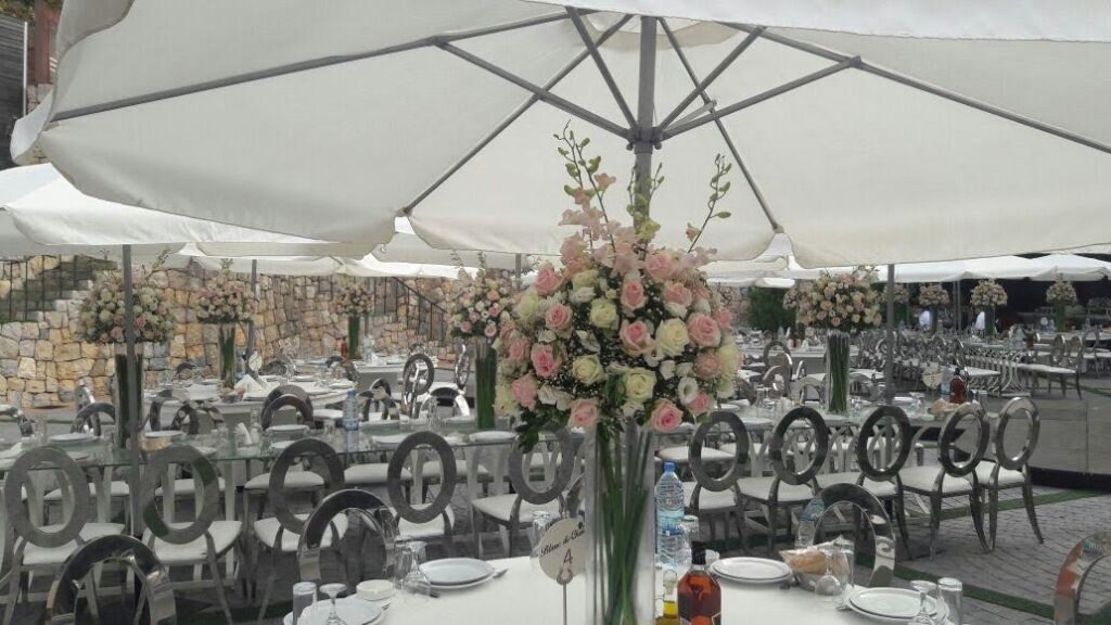 a table set up for a wedding