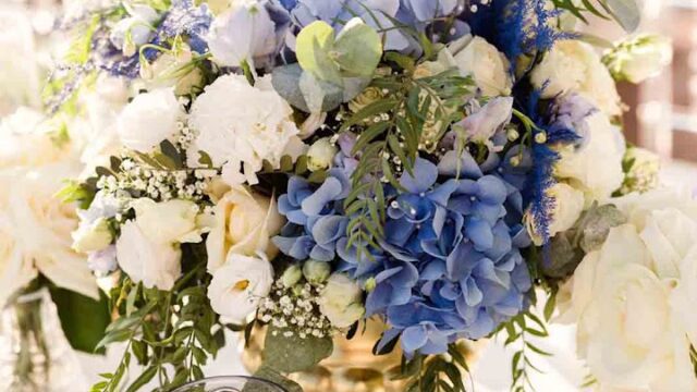 a bouquet of flowers on a table