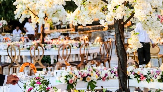 a table set for a wedding