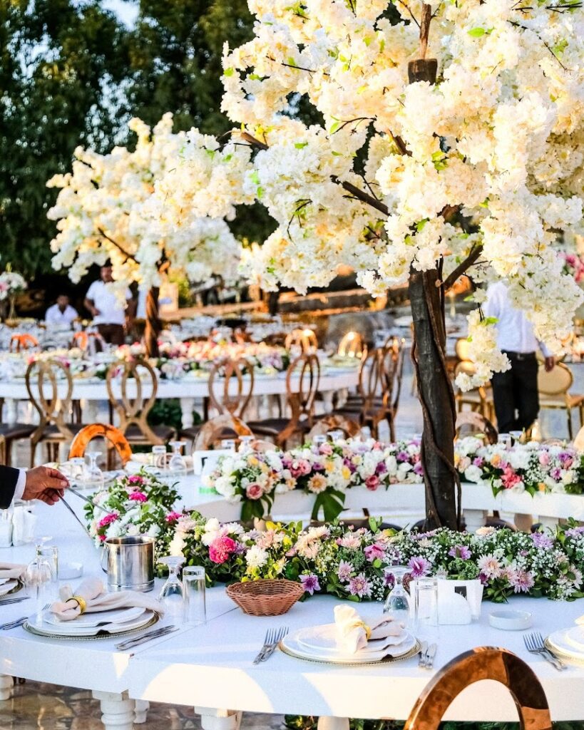 a table set for a wedding