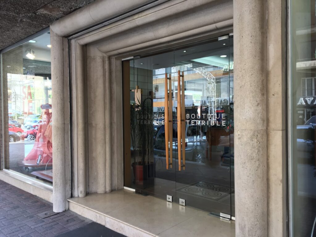 a glass door of a store