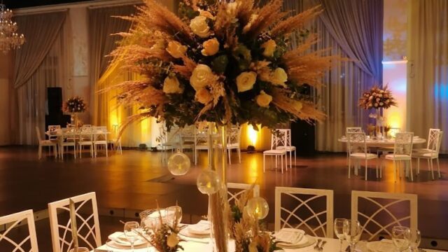 a table set for a banquet