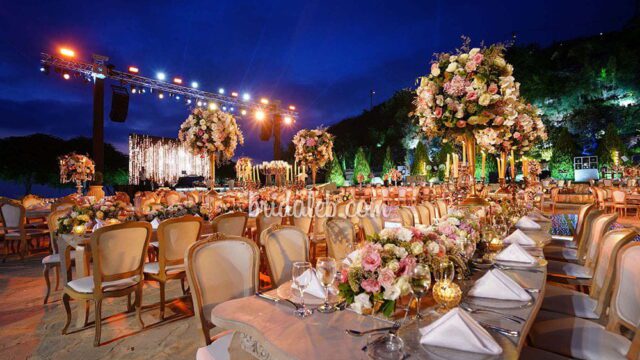 a table set for a wedding reception