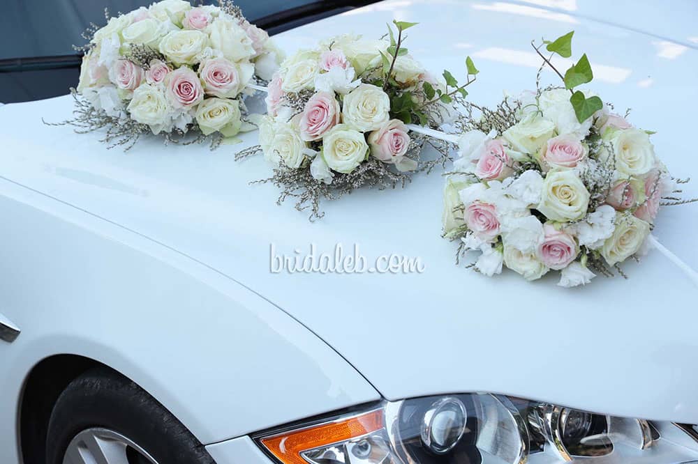 a group of flowers on a car