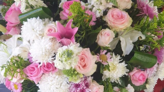 a bouquet of flowers in a vase