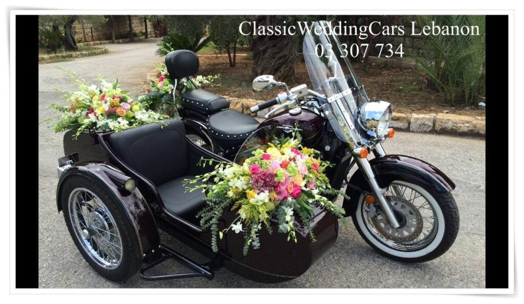 a motorcycle with flowers in a basket