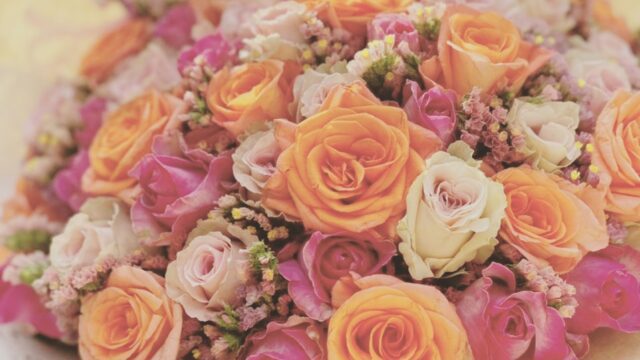 a bouquet of flowers on a table