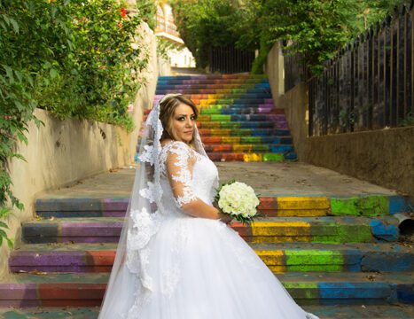 a woman in a wedding dress