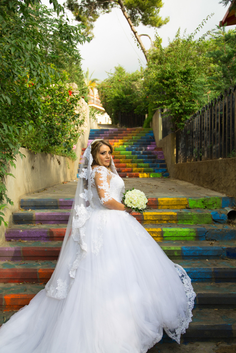 a woman in a wedding dress