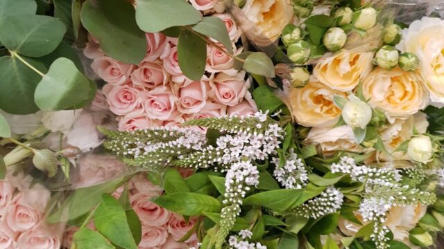 a bunch of flowers on a table