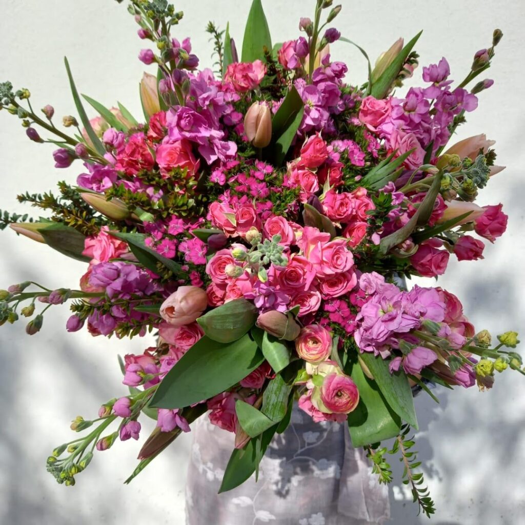 a bouquet of flowers in a vase