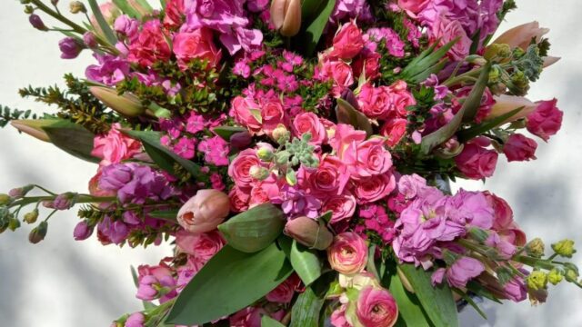 a bouquet of flowers in a vase