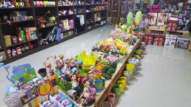 a large display of various items in a store