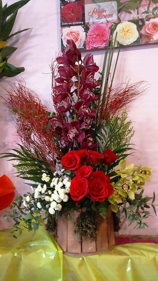 a bouquet of flowers on a table