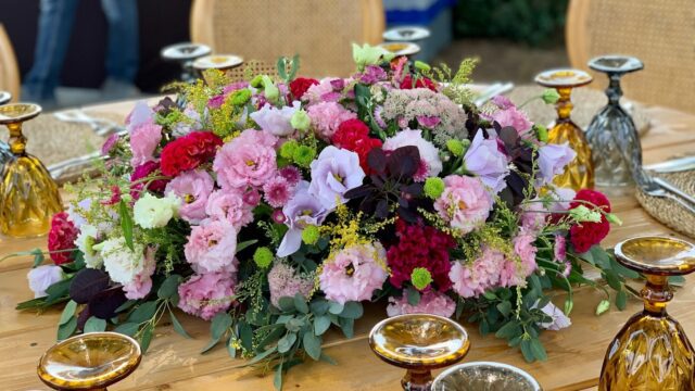 a bouquet of flowers on a table