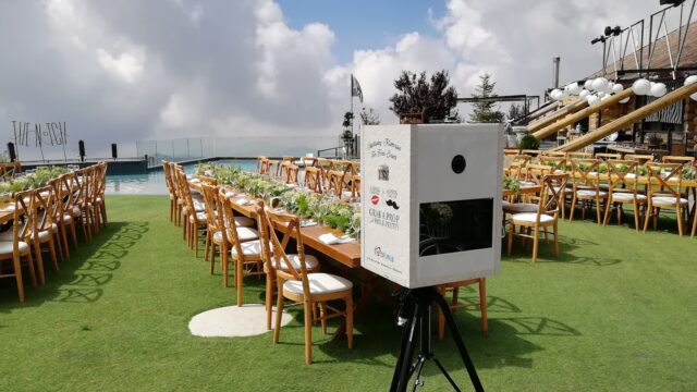 A FotoFunLB table set up for a party.