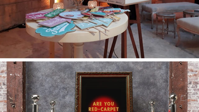 A table with a picture frame, a picture on it, and the keyword "FotoFunLB" added.