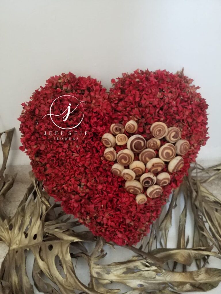 a heart shaped plant with shells