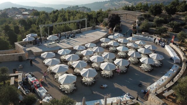 an aerial view of a large outdoor event