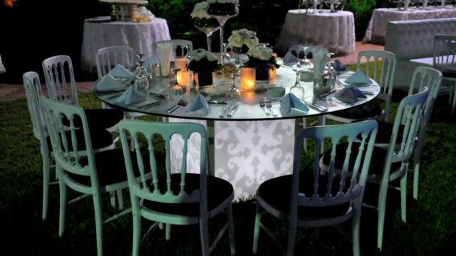 a table set up for a dinner party