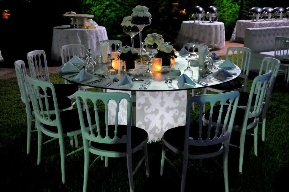 a table set up for a dinner party