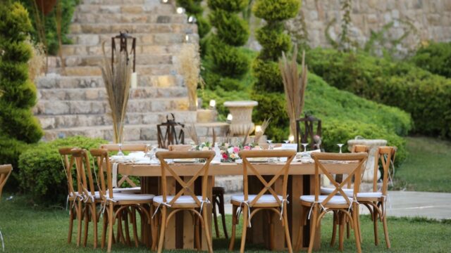 a table set up for a dinner