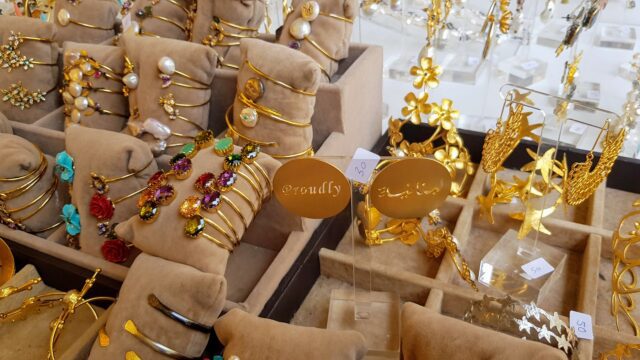 a display of jewelry in a store