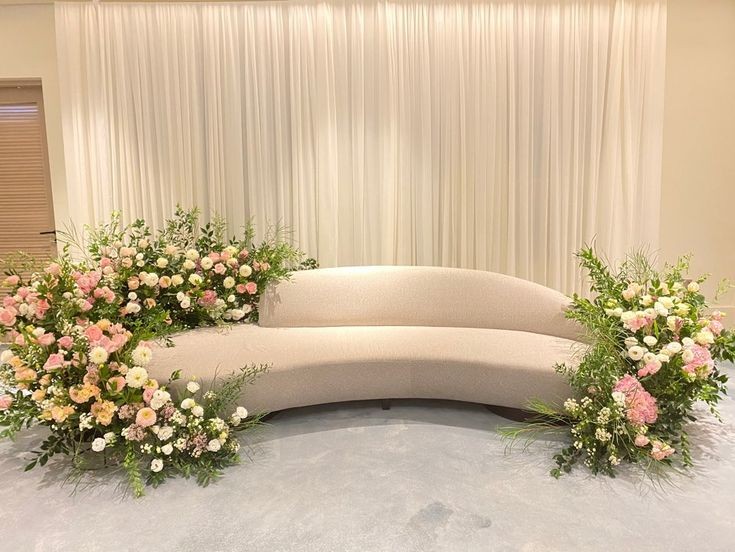 a couch with flowers on it