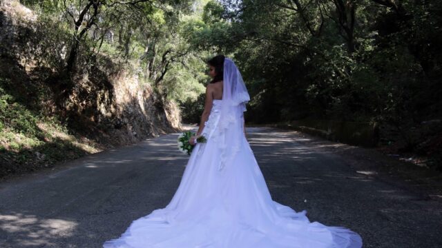 a woman in a wedding dress