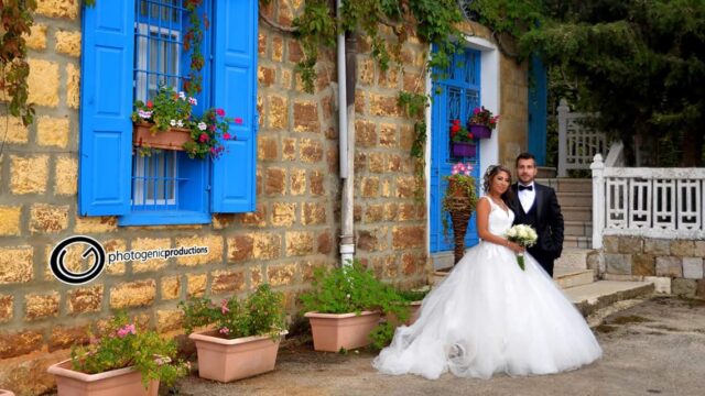 a man and woman in wedding attire