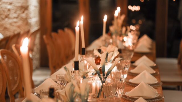 a table with candles on it