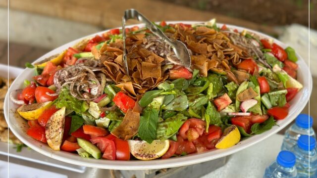 a large white plate of salad