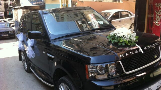 a car with flowers on the hood