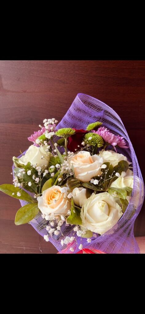 a bouquet of flowers on a table