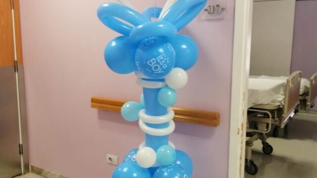 a balloon sculpture in a room