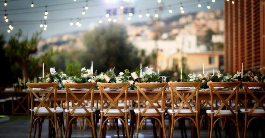 "A table set up for a Salameh - Jbeil dinner party."
