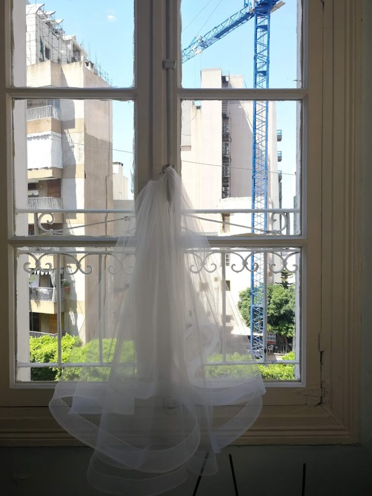 a white veil from a window