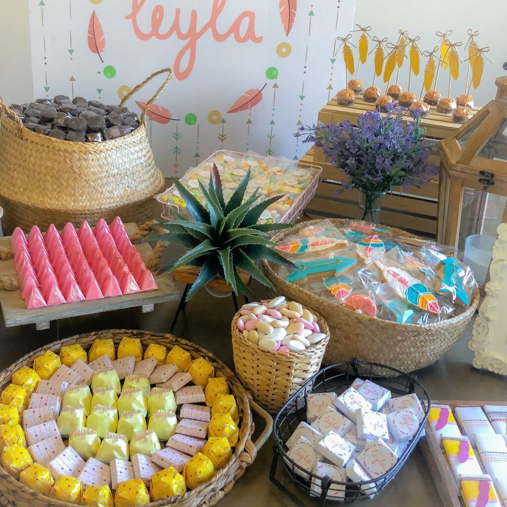 a table with different kinds of candy