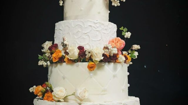 a cake with flowers on top