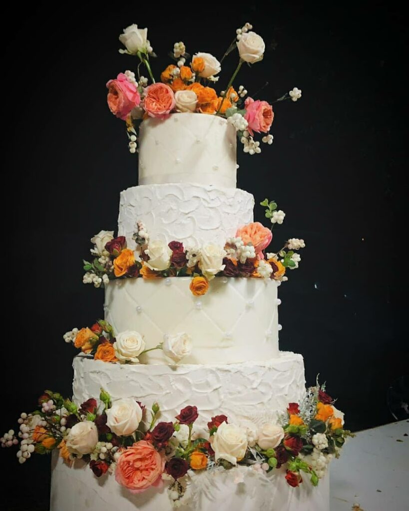 a cake with flowers on top