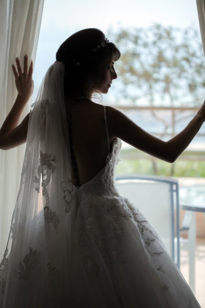 a woman in a wedding dress