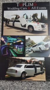 a collage of a white limousine