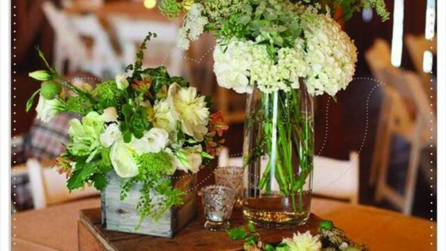 a group of flowers in a vase on a table