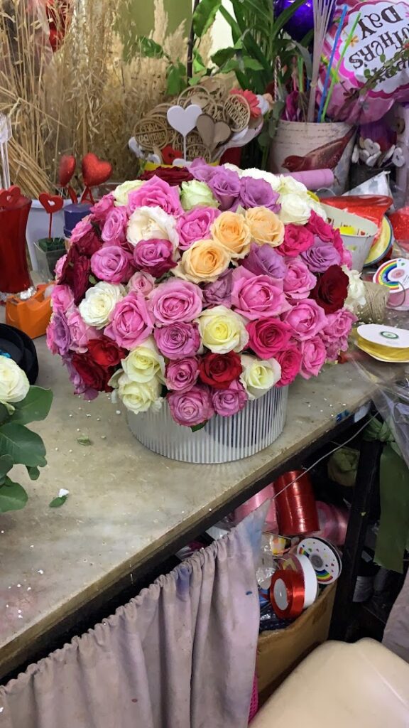a large bouquet of roses