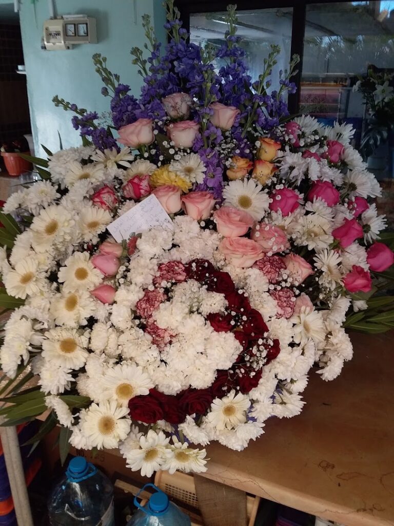 a bouquet of flowers on a table