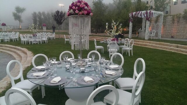A Larissa Catering table set up for a party.
