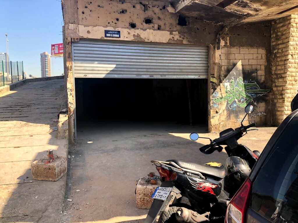 a motorcycle parked in a garage