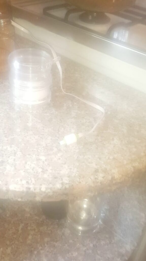 a water bottle on a counter